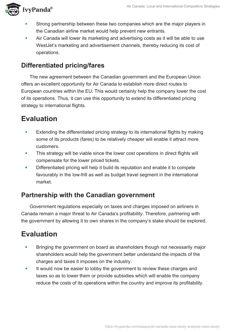 Air Canada: Local and International Competitive Strategies. Page 2