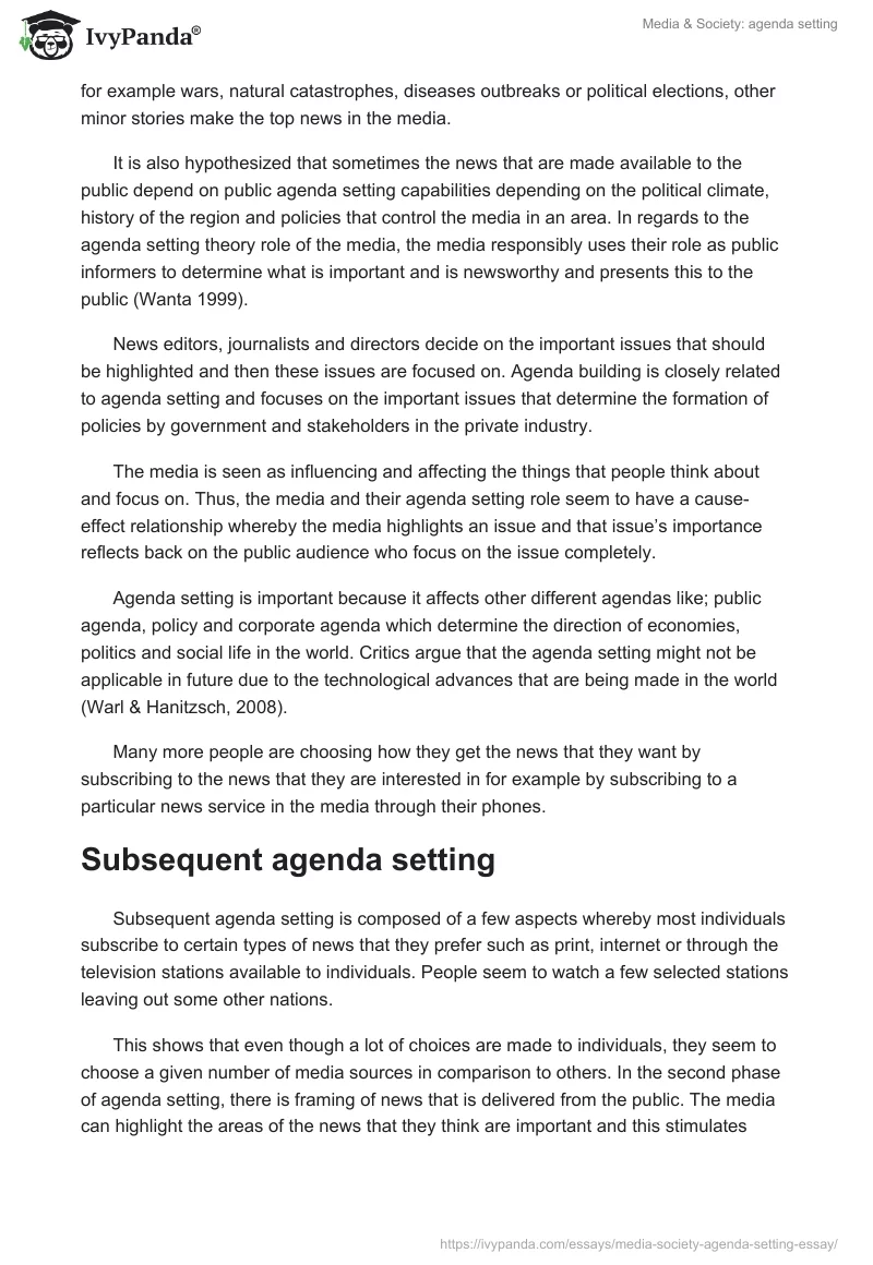 Media & Society: agenda setting. Page 2