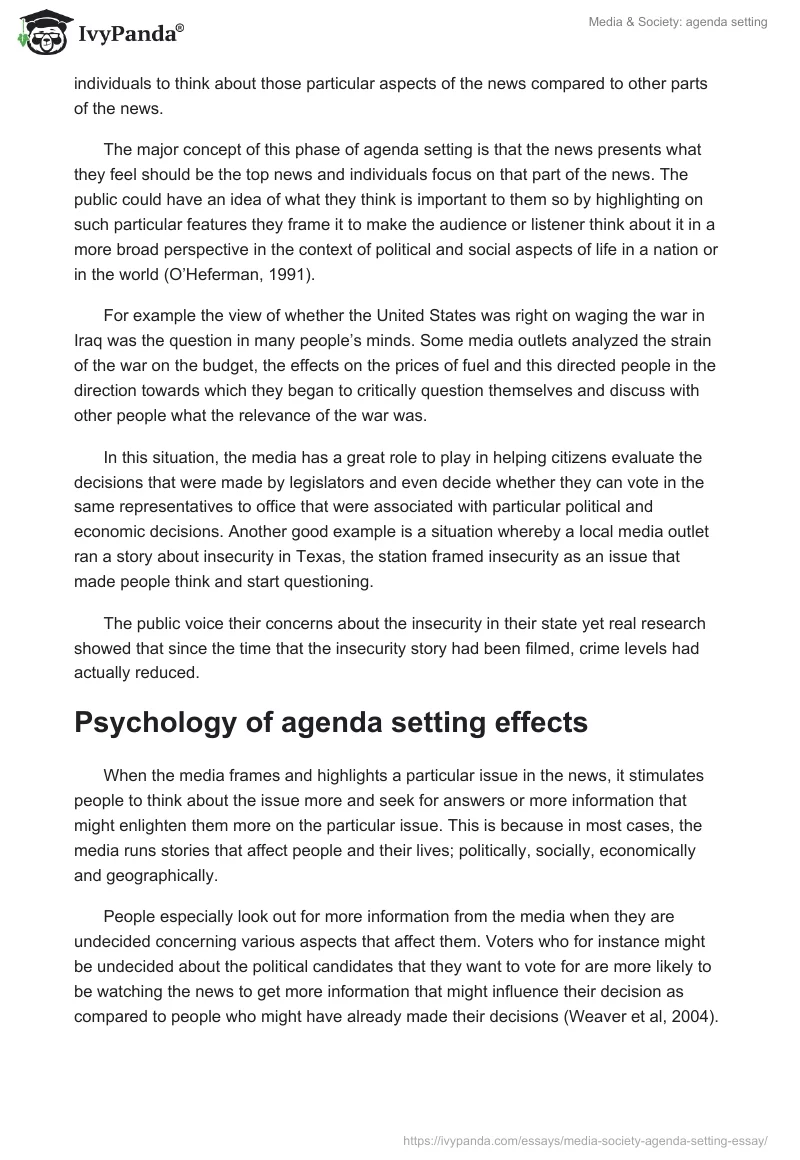 Media & Society: agenda setting. Page 3