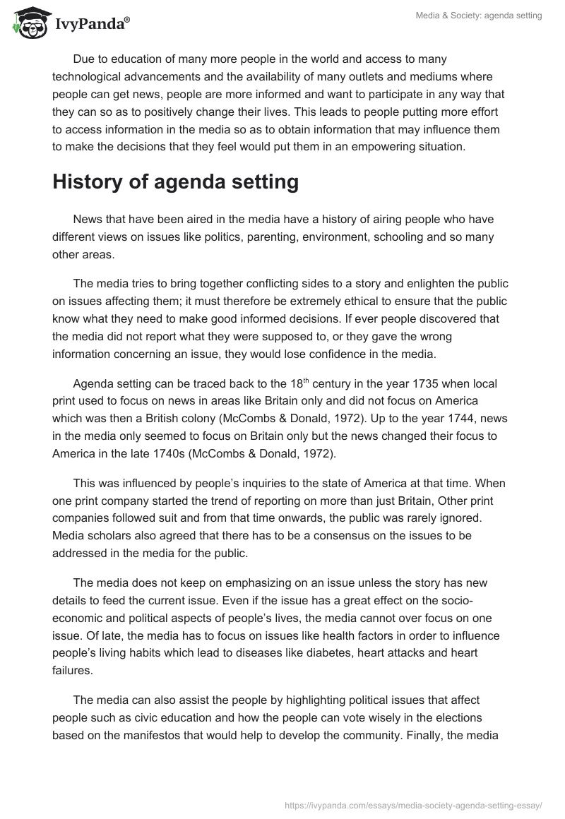 Media & Society: agenda setting. Page 4