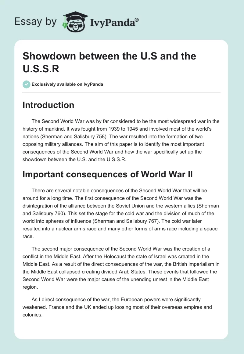 Showdown Between the U.S. and the U.S.S.R.. Page 1