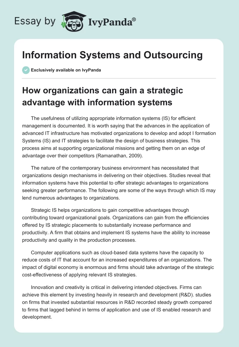 Information Systems and Outsourcing. Page 1