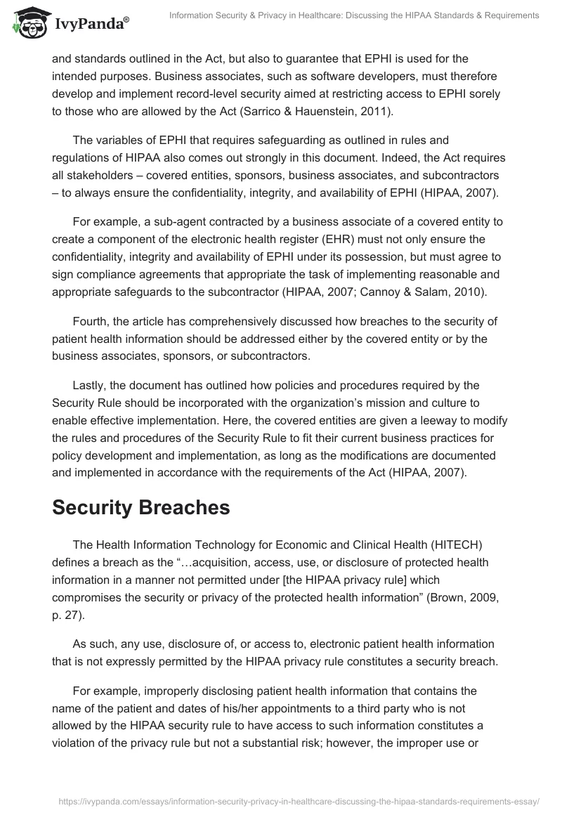 Information Security & Privacy in Healthcare: Discussing the HIPAA Standards & Requirements. Page 2
