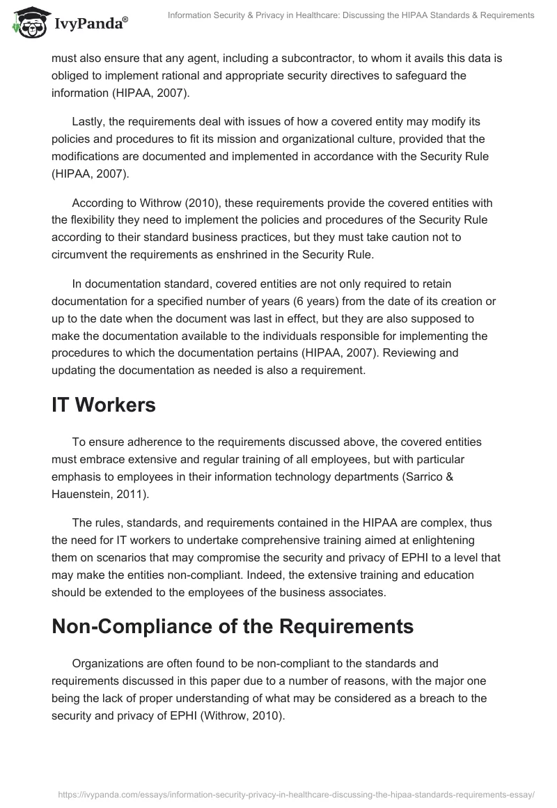 Information Security & Privacy in Healthcare: Discussing the HIPAA Standards & Requirements. Page 4