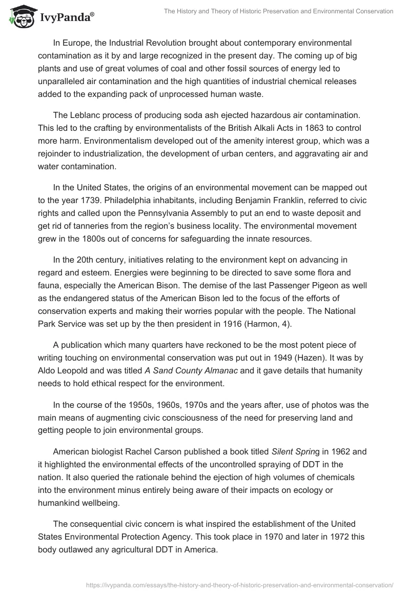 The History and Theory of Historic Preservation and Environmental Conservation. Page 4