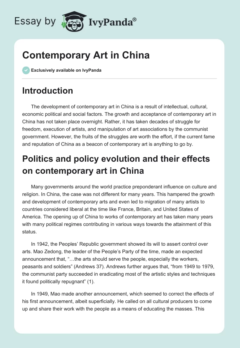 Contemporary Art in China. Page 1