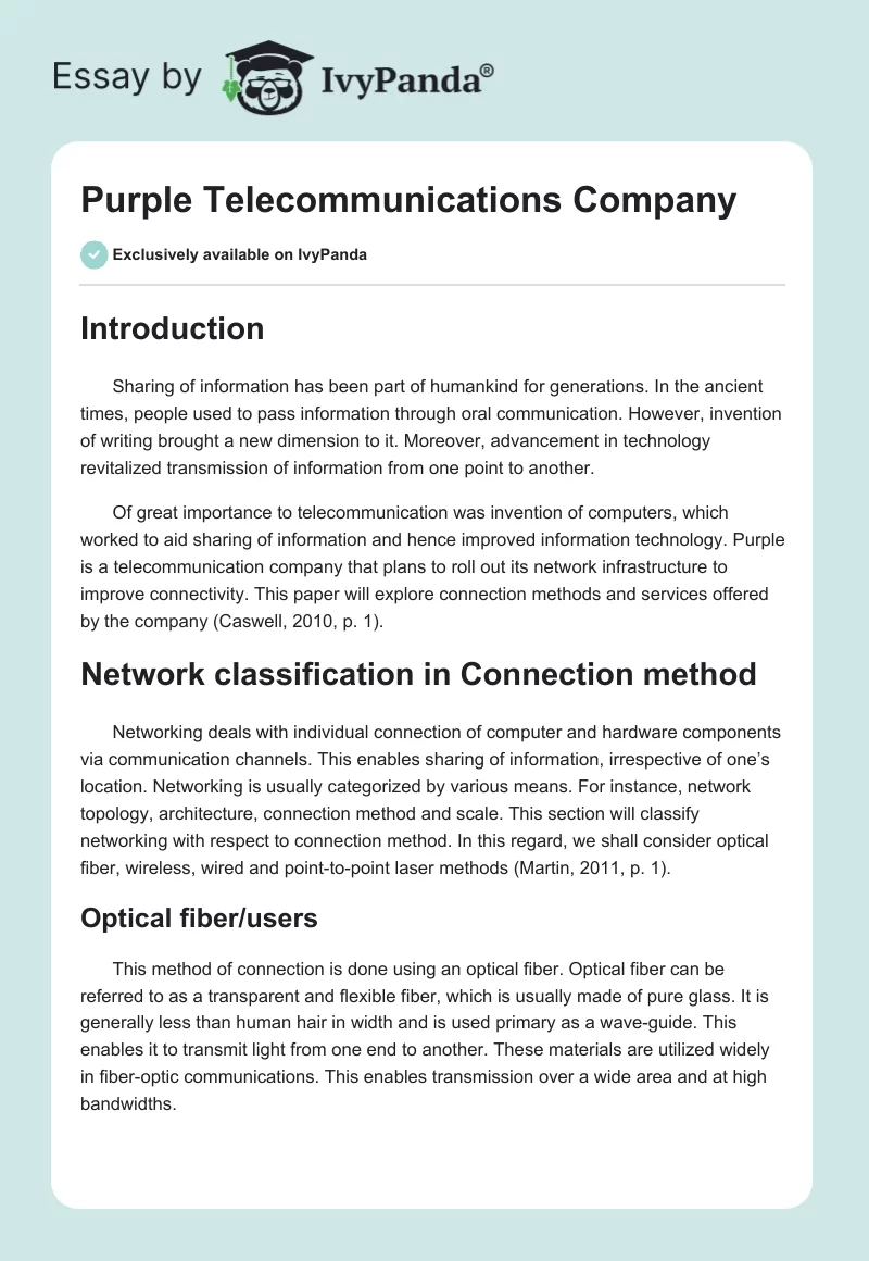 Purple Telecommunications Company. Page 1