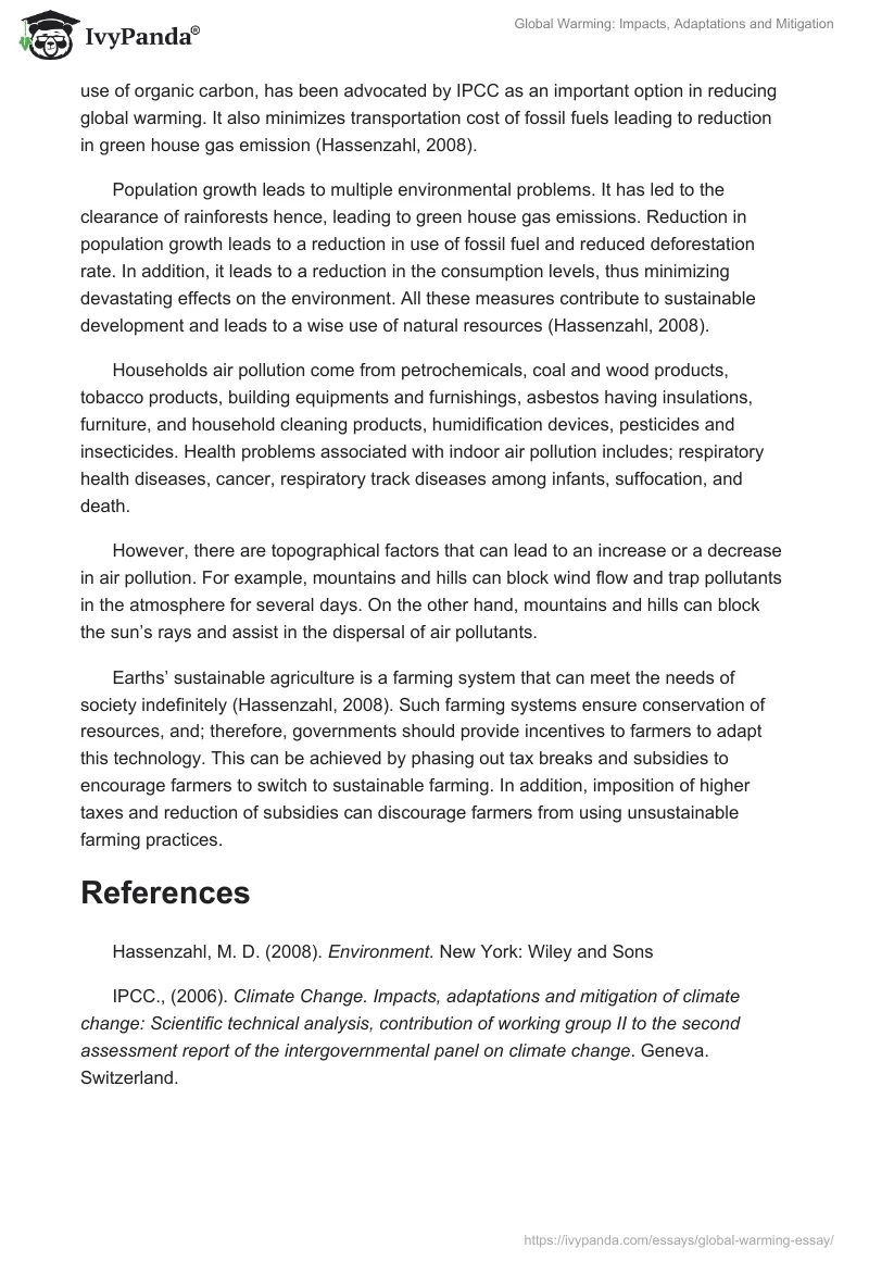 Global Warming: Impacts, Adaptations and Mitigation. Page 2