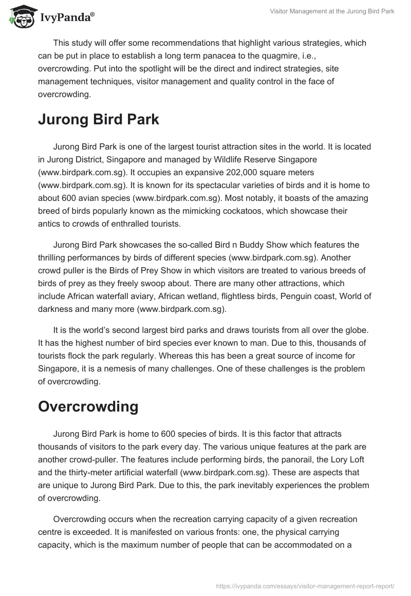 Visitor Management at the Jurong Bird Park. Page 2