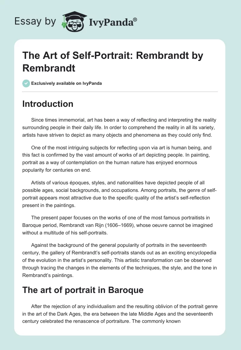 The Art of Self-Portrait: Rembrandt by Rembrandt. Page 1