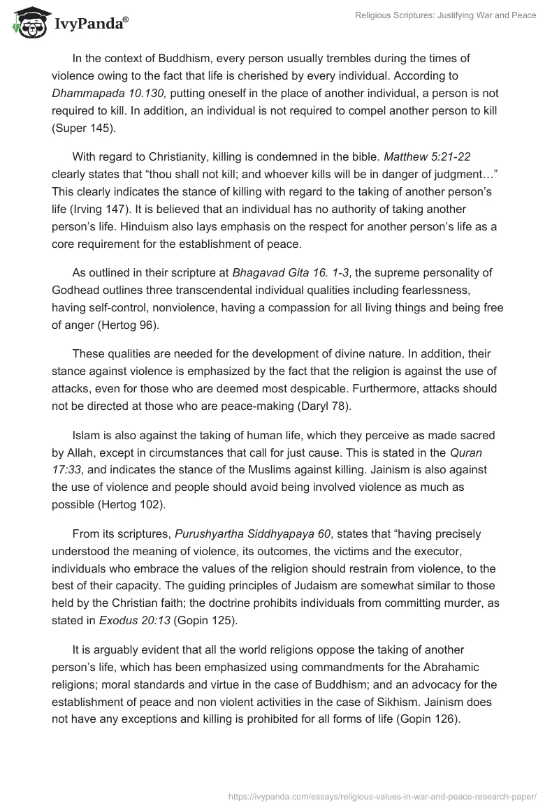 Religious Scriptures: Justifying War and Peace. Page 2