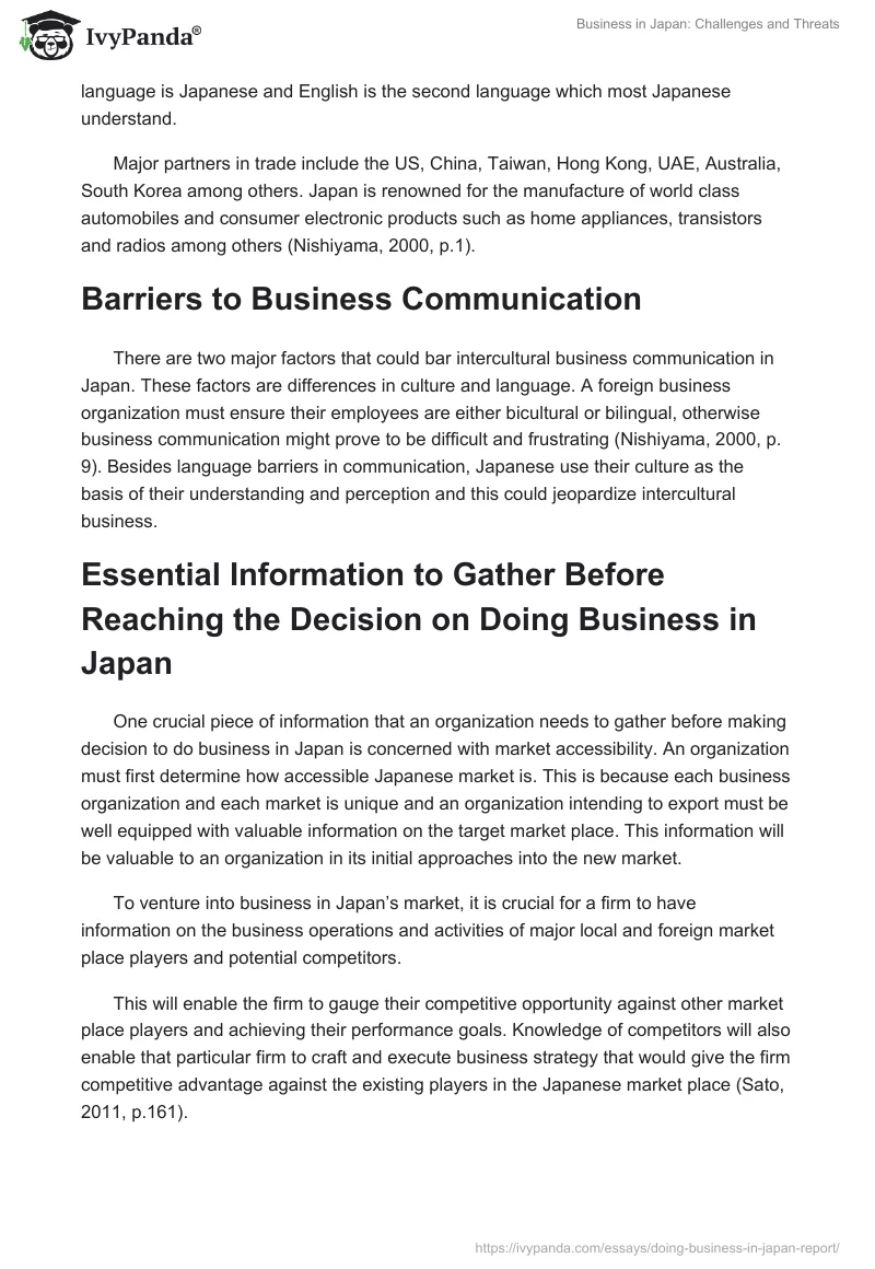 Business in Japan: Challenges and Threats. Page 2