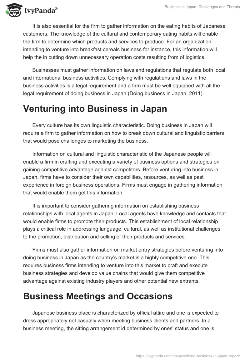 Business in Japan: Challenges and Threats. Page 3