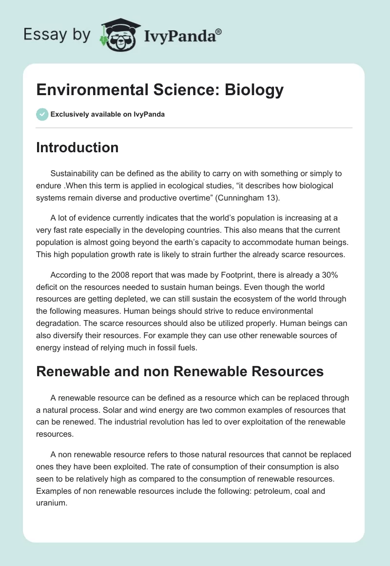 Environmental Science: Biology. Page 1