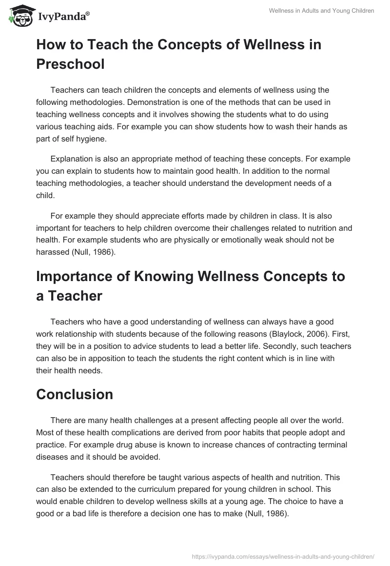 Wellness in Adults and Young Children. Page 2