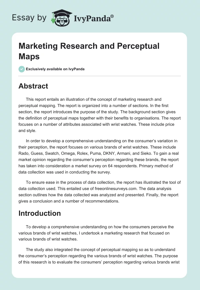 Marketing Research and Perceptual Maps. Page 1
