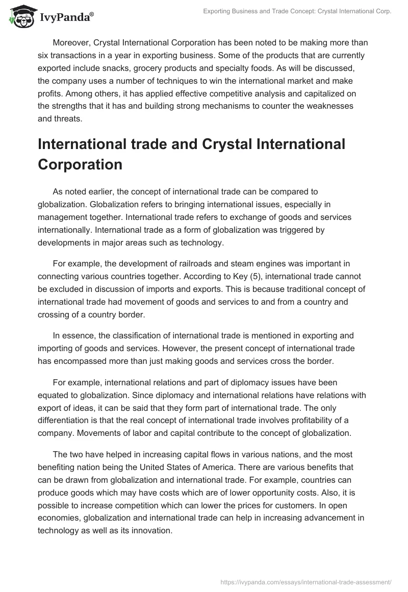 Exporting Business and Trade Concept: Crystal International Corp.. Page 2