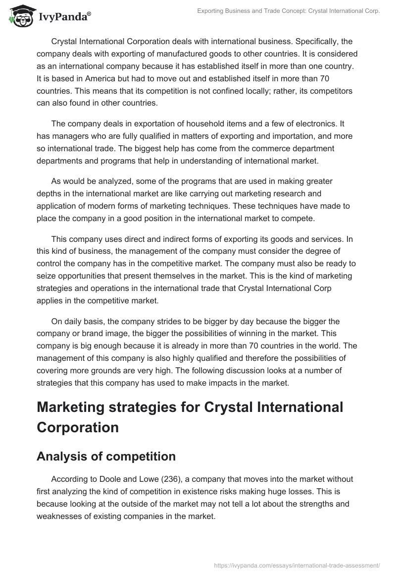 Exporting Business and Trade Concept: Crystal International Corp.. Page 3