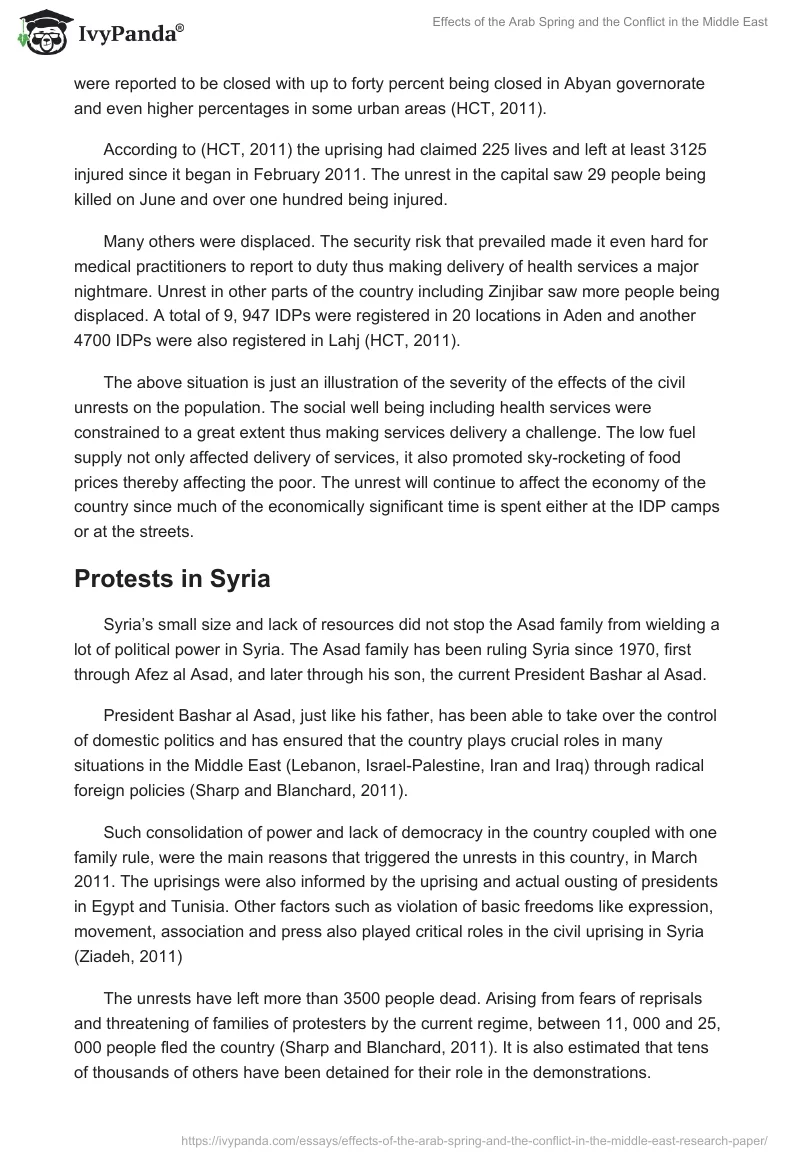 Effects of the Arab Spring and the Conflict in the Middle East. Page 3