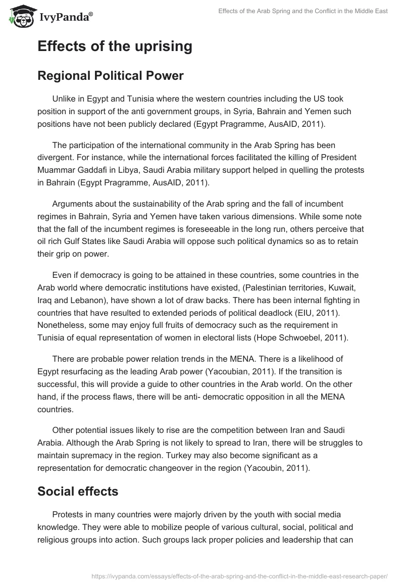 Effects of the Arab Spring and the Conflict in the Middle East. Page 5