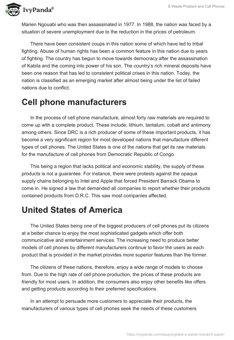 E-Waste Problem and Cell Phones. Page 3