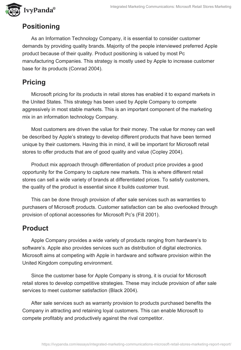 Integrated Marketing Communications: Microsoft Retail Stores Marketing. Page 3