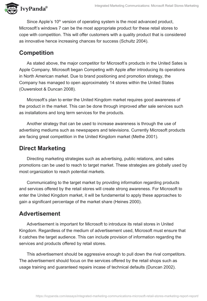 Integrated Marketing Communications: Microsoft Retail Stores Marketing. Page 4