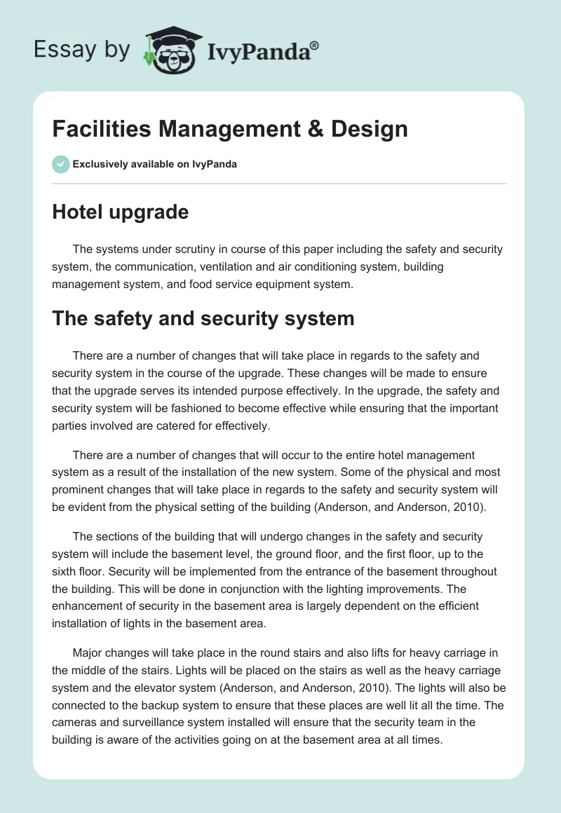 Facilities Management & Design. Page 1
