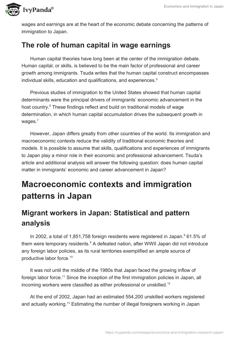 Economics and Immigration in Japan. Page 2