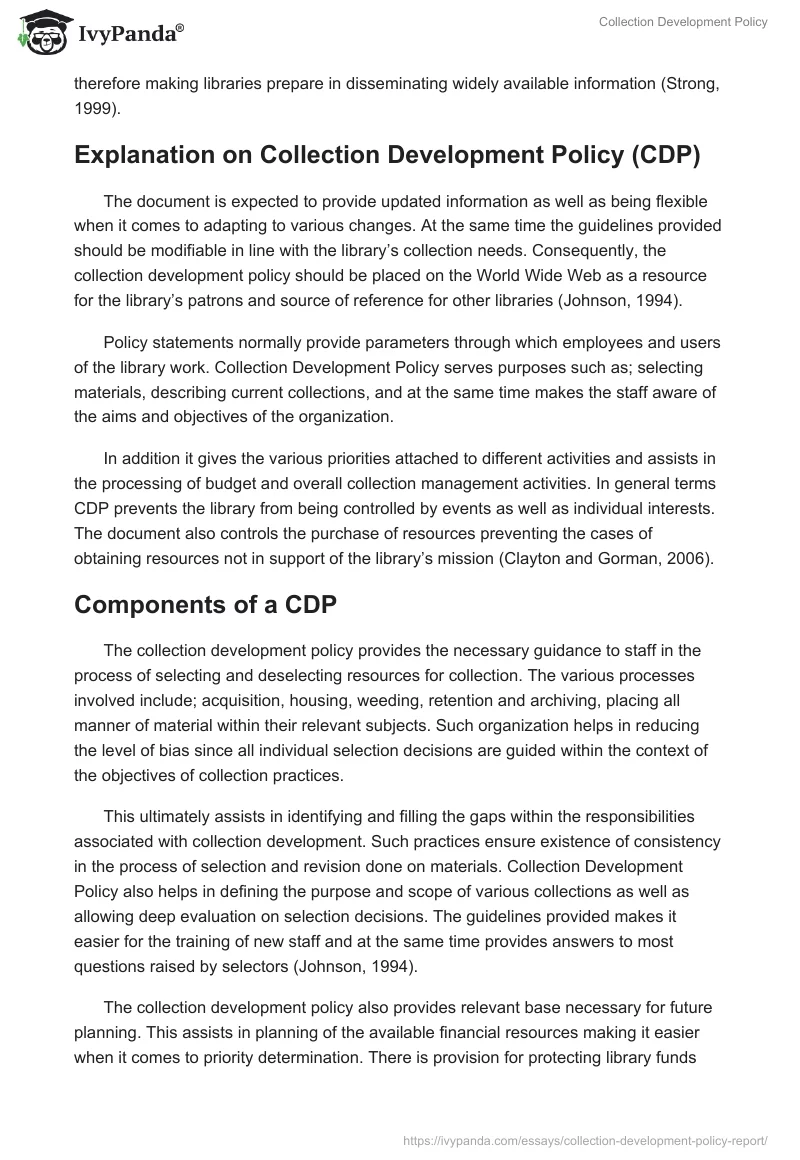 Collection Development Policy. Page 2