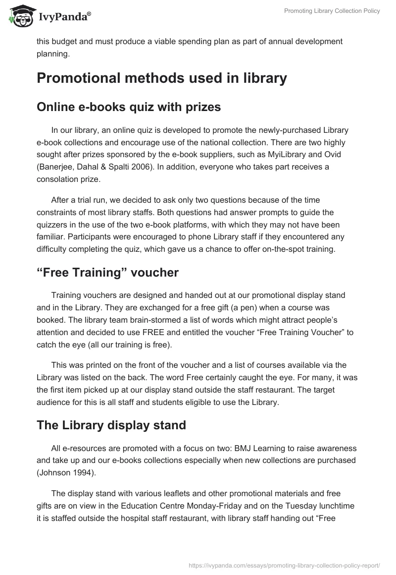 Promoting Library Collection Policy. Page 3
