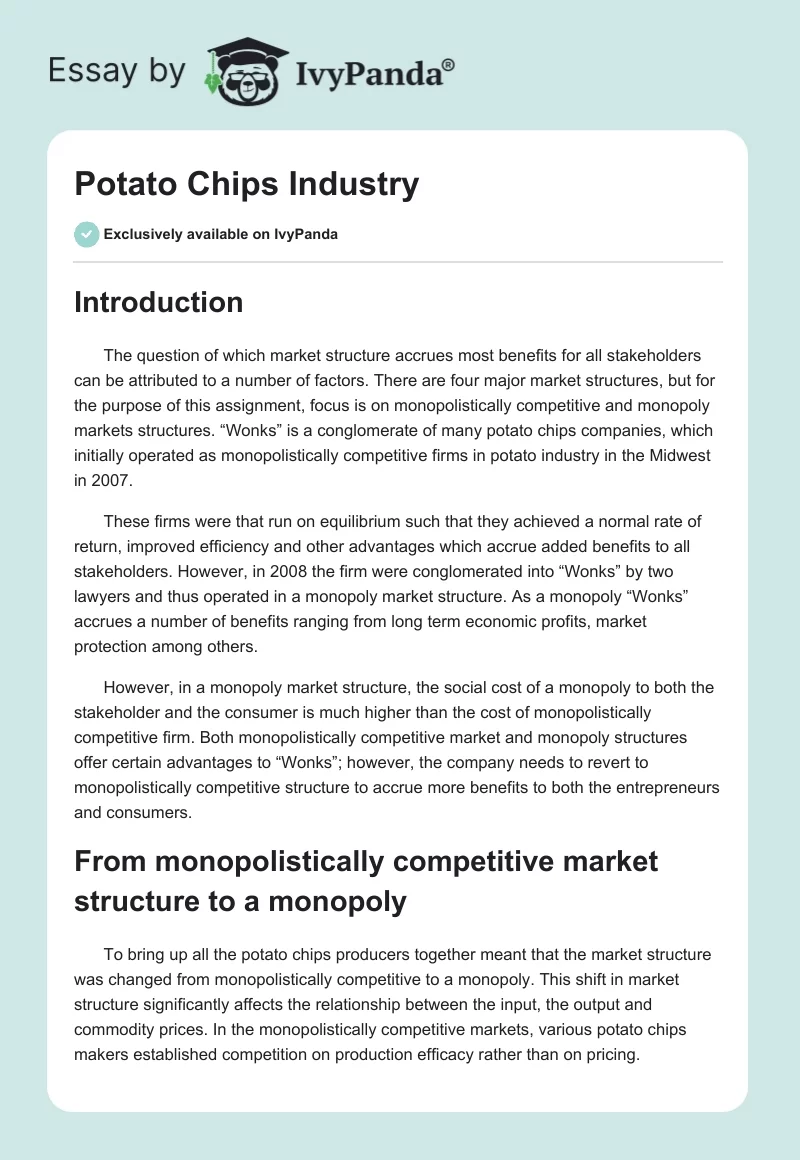 Potato Chips Industry. Page 1