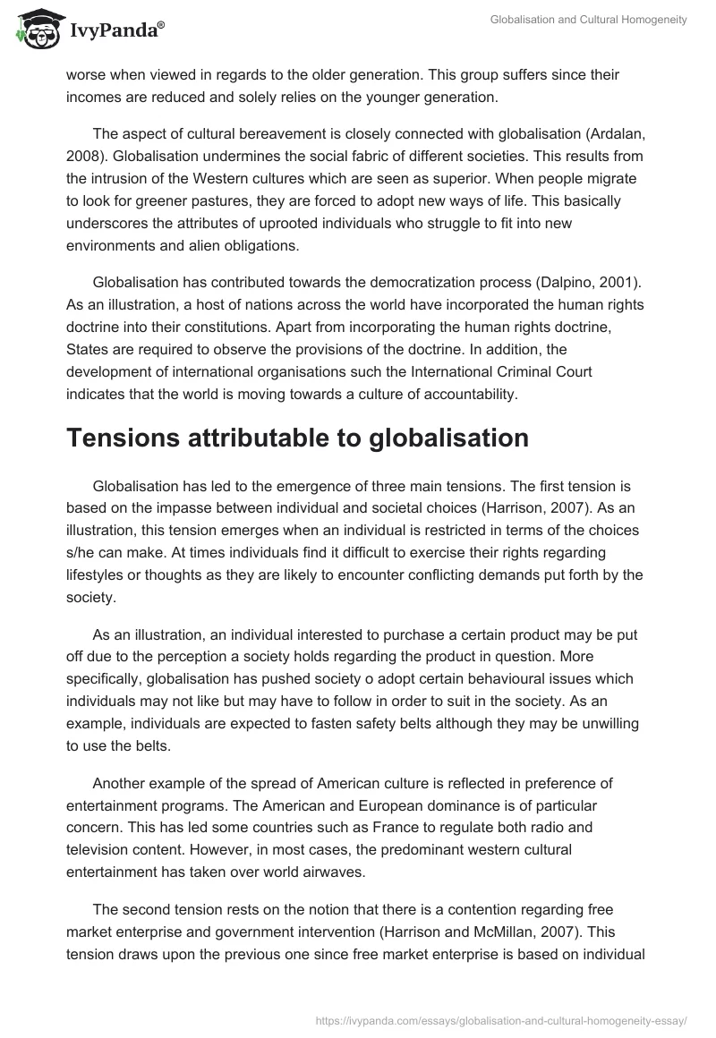 Globalisation and Cultural Homogeneity. Page 5