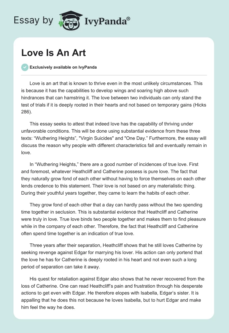 Love Is An Art. Page 1