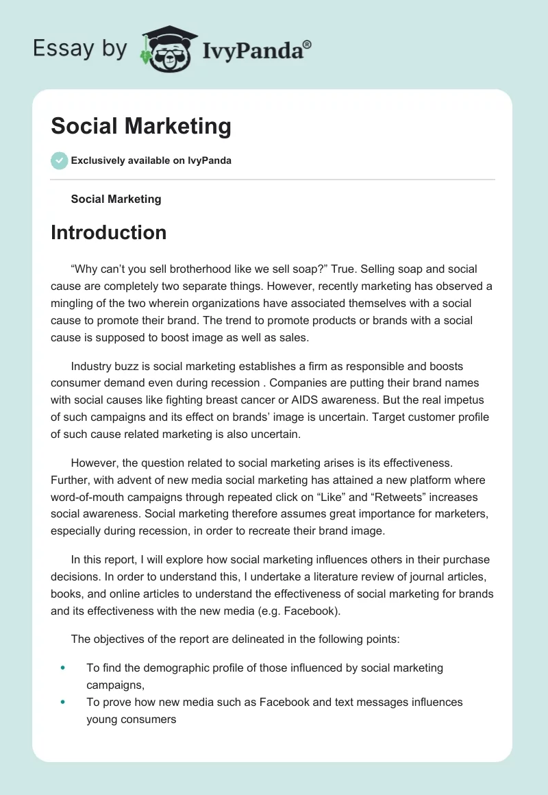 Social Marketing. Page 1
