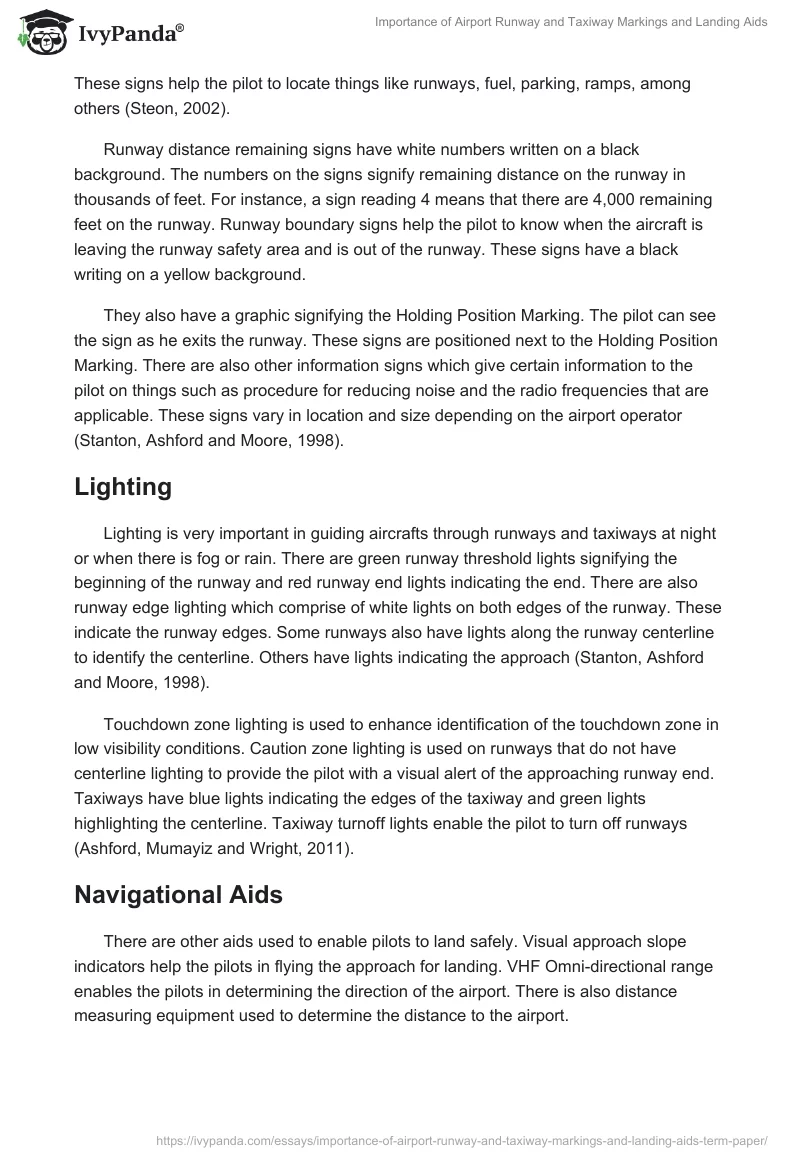 Importance of Airport Runway and Taxiway Markings and Landing Aids. Page 5