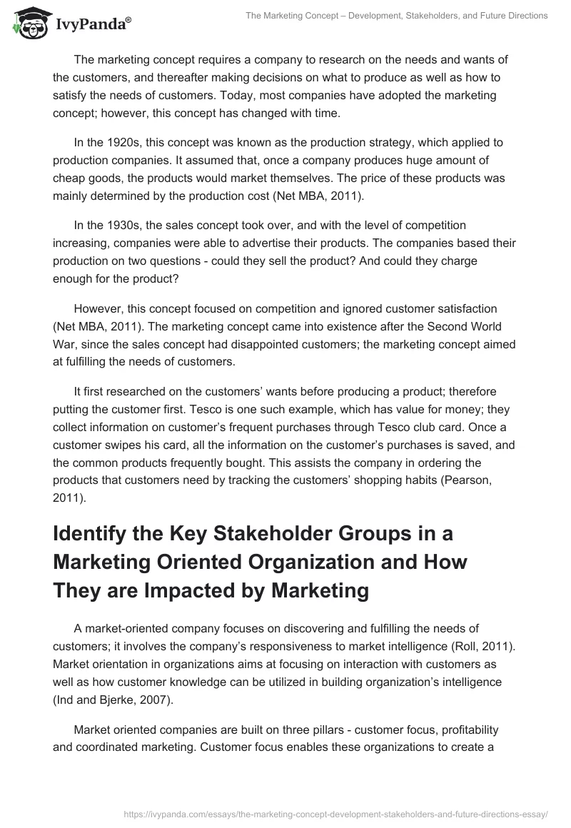 The Marketing Concept – Development, Stakeholders, and Future Directions. Page 3