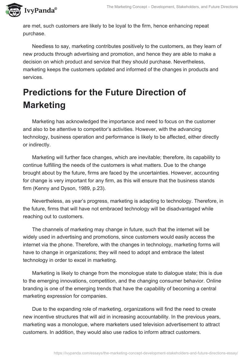 The Marketing Concept – Development, Stakeholders, and Future Directions. Page 5