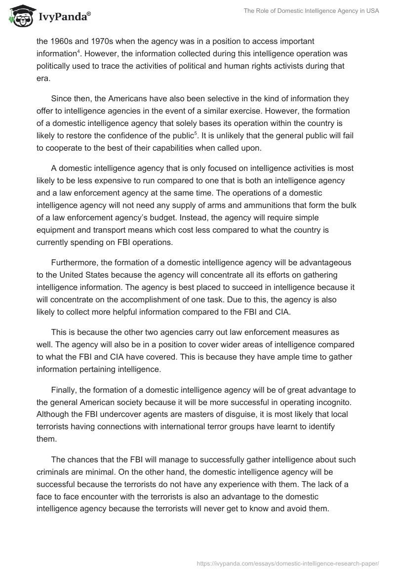 The Role of Domestic Intelligence Agency in USA. Page 3