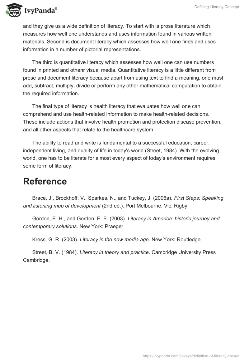 Defining Literacy Concept. Page 2
