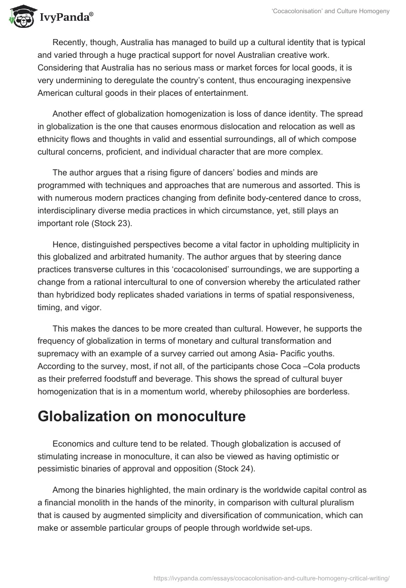 ‘Cocacolonisation’ and Culture Homogeny. Page 4
