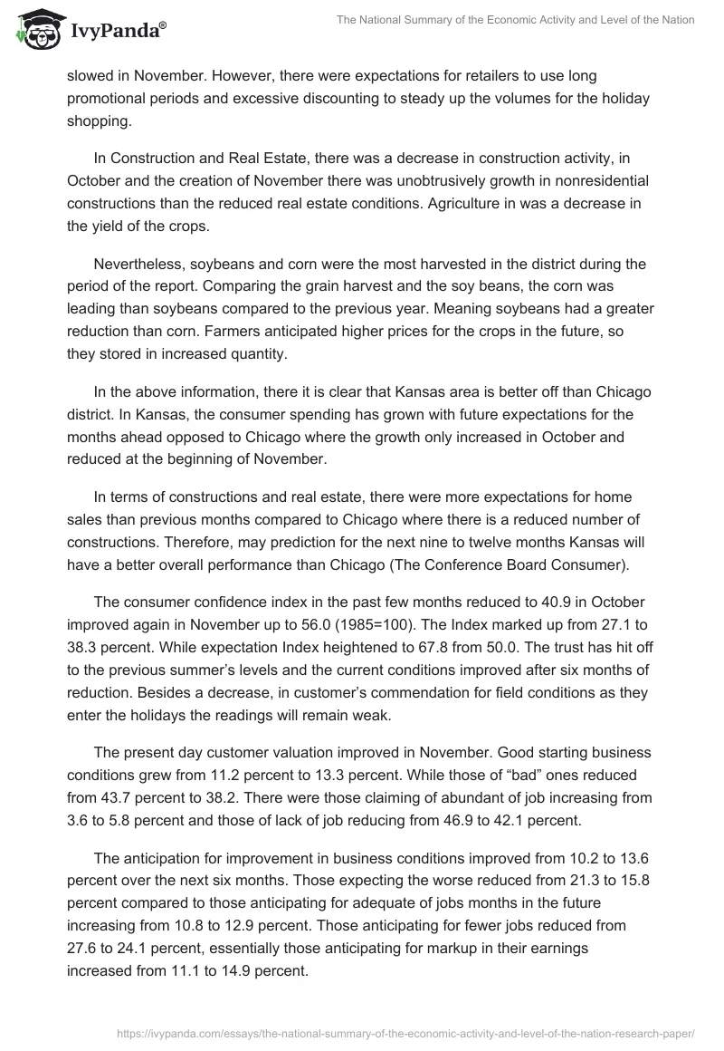 The National Summary of the Economic Activity and Level of the Nation. Page 2