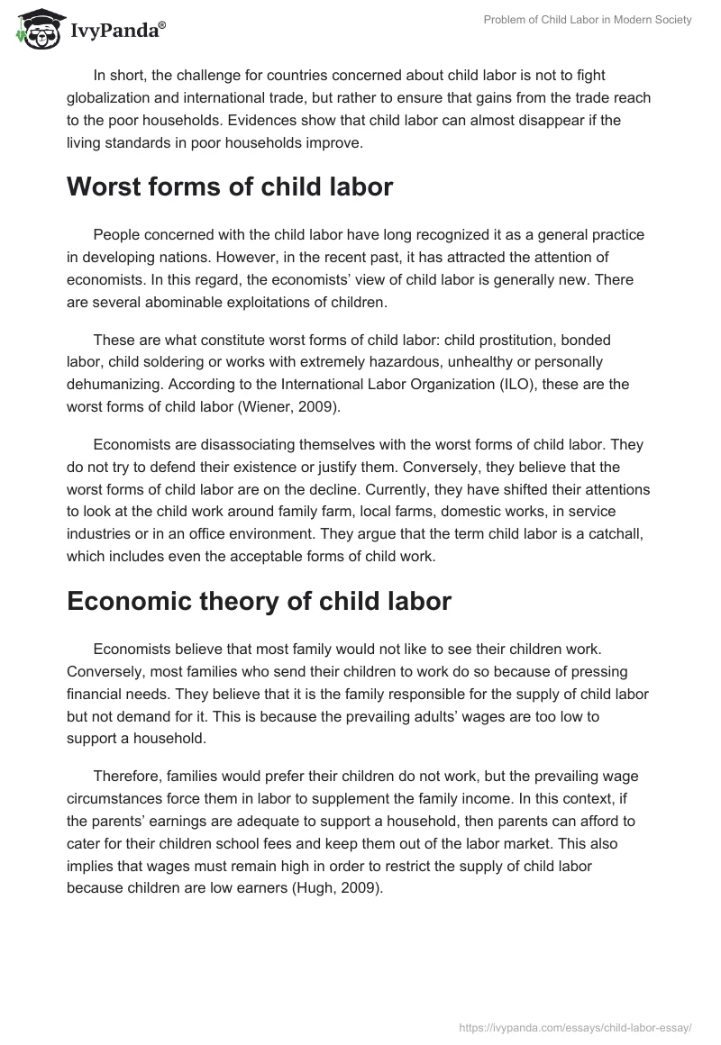 Problem of Child Labor in Modern Society. Page 2