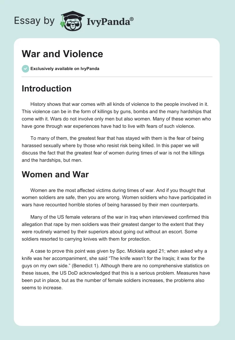 War and Violence. Page 1