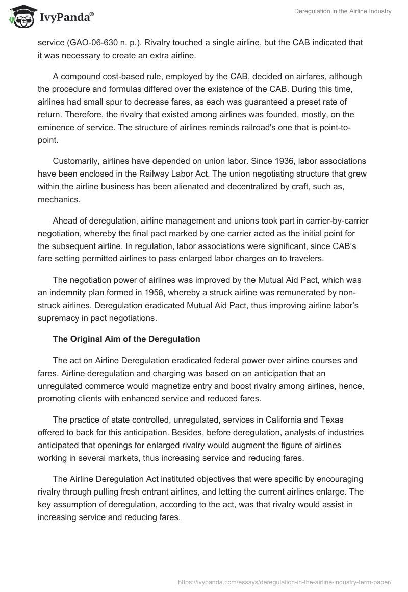 Deregulation in the Airline Industry. Page 2