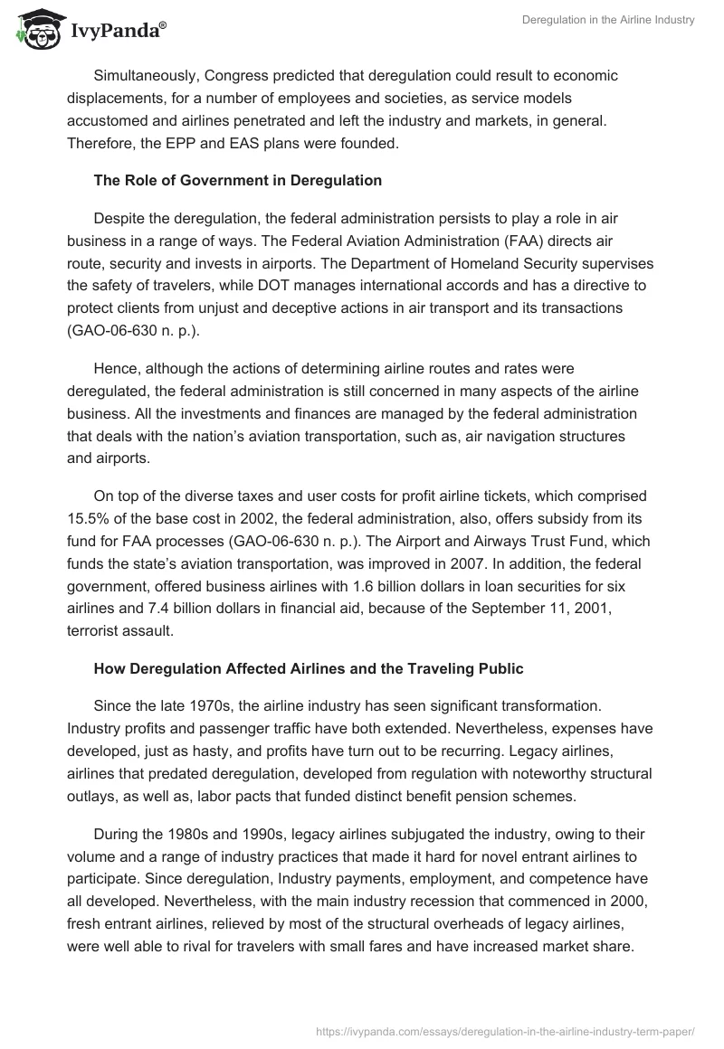 Deregulation in the Airline Industry. Page 3