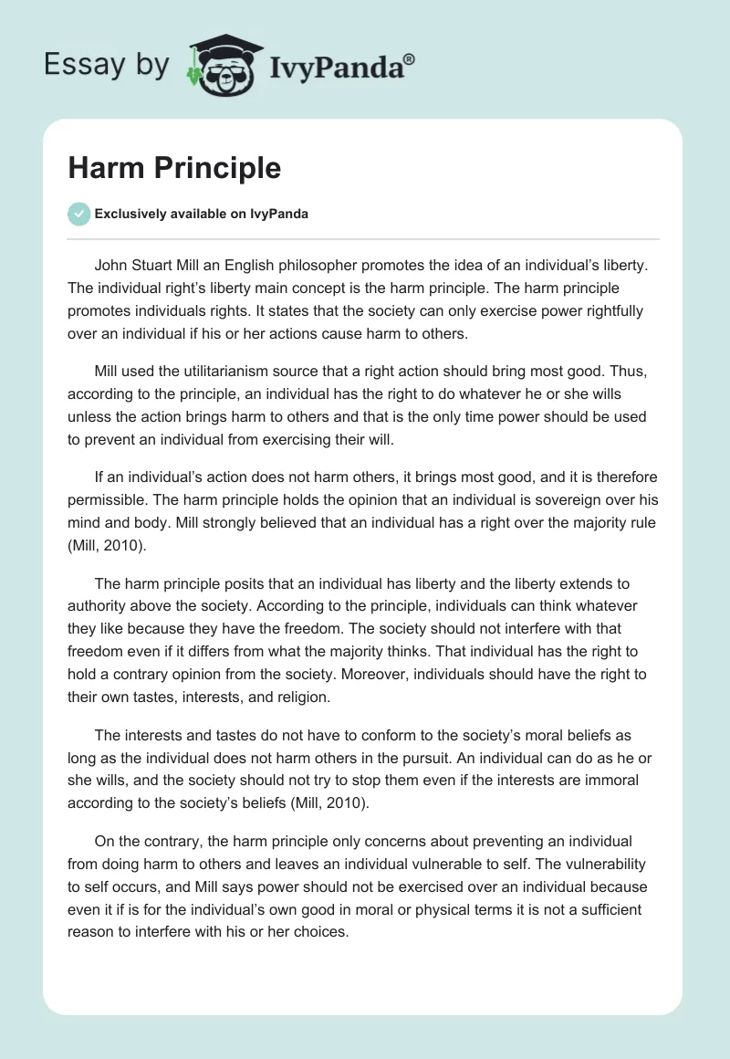 Harm Principle. Page 1