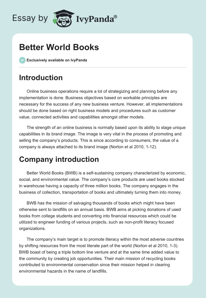 Better World Books. Page 1