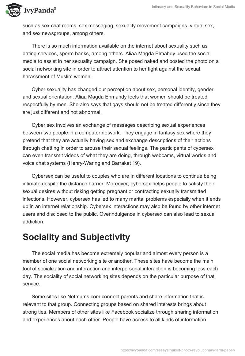 Intimacy and Sexuality Behaviors in Social Media. Page 3