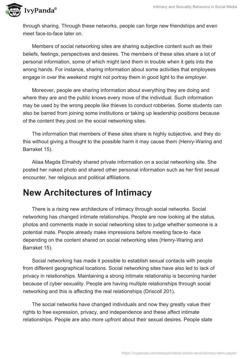 Intimacy and Sexuality Behaviors in Social Media. Page 4